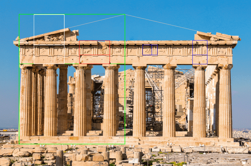 parthenon eastern facade with multiple golden ratios